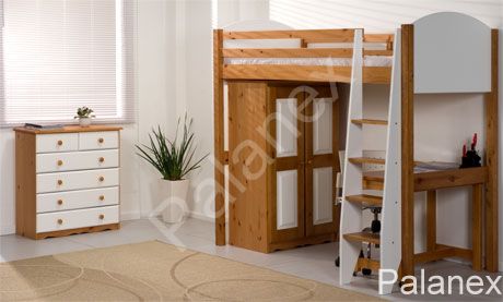 Verona Highsleeper Set with Pullout Desk | White